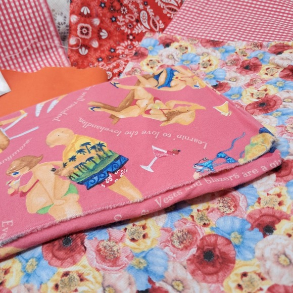 Fat Quarters Fabric Bundle Red Gingham Novelty Prints‎ Sewing Quilting - Picture 2 of 5